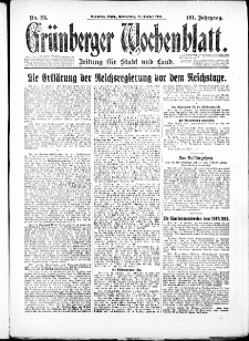 Gr&uuml;nberger Wochenblatt: Zeitung f&uuml;r Stadt und Land, No. 23. ( 28. Januar 1926 )