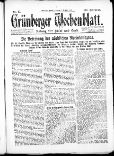 Gr&uuml;nberger Wochenblatt: Zeitung f&uuml;r Stadt und Land, No. 27. ( 2. Februar 1926 )