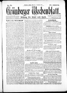 Gr&uuml;nberger Wochenblatt: Zeitung f&uuml;r Stadt und Land, No. 33. ( 9. Februar 1926 )
