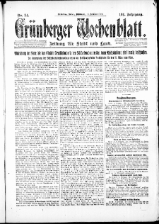 Grünberger Wochenblatt: Zeitung für Stadt und Land, No. 34. ( 10. Februar 1926 )