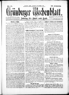 Grünberger Wochenblatt: Zeitung für Stadt und Land, No. 46. ( 24. Februar 1926 )