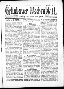 Grünberger Wochenblatt: Zeitung für Stadt und Land, No. 51. ( 2. März 1926 )