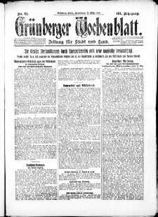 Grünberger Wochenblatt: Zeitung für Stadt und Land, No. 61. ( 13. März 1926 )