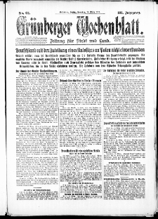 Grünberger Wochenblatt: Zeitung für Stadt und Land, No. 62. ( 14. März 1926 )
