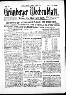 Grünberger Wochenblatt: Zeitung für Stadt und Land, No. 67. ( 20. März 1926 )