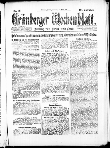 Gr&uuml;nberger Wochenblatt: Zeitung f&uuml;r Stadt und Land, No. 68. ( 21. M&auml;rz 1926 )