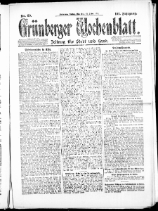Gr&uuml;nberger Wochenblatt: Zeitung f&uuml;r Stadt und Land, No. 69. ( 23. M&auml;rz 1926 )