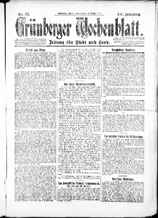 Grünberger Wochenblatt: Zeitung für Stadt und Land, No. 66. ( 19. März 1926 )