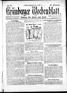 Grünberger Wochenblatt: Zeitung für Stadt und Land, No. 76. ( 31. März 1926 )