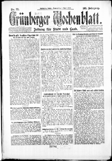 Grünberger Wochenblatt: Zeitung für Stadt und Land, No. 77. ( 1. April 1926 )