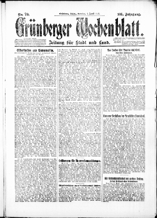 Grünberger Wochenblatt: Zeitung für Stadt und Land, No. 79. ( 4. April 1926 )