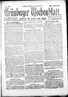 Grünberger Wochenblatt: Zeitung für Stadt und Land, No. 81. ( 8. April 1926 )