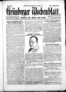 Grünberger Wochenblatt: Zeitung für Stadt und Land, No. 83. ( 10. April 1926 )
