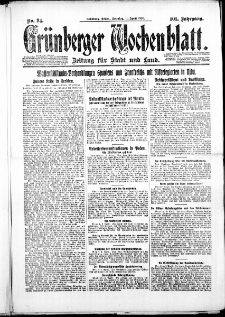 Grünberger Wochenblatt: Zeitung für Stadt und Land, No. 84. ( 11. April 1926 )