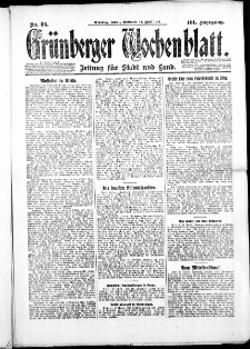 Grünberger Wochenblatt: Zeitung für Stadt und Land, No. 86. ( 14. April 1926 )