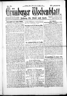 Gr&uuml;nberger Wochenblatt: Zeitung f&uuml;r Stadt und Land, No. 87. ( 15. April 1926 )