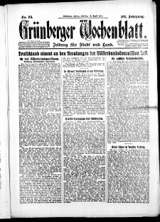 Gr&uuml;nberger Wochenblatt: Zeitung f&uuml;r Stadt und Land, No. 88. ( 16. April 1926 )