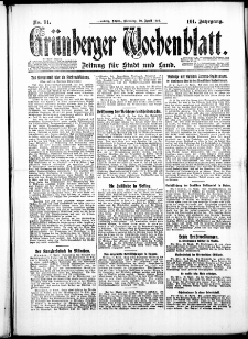 Grünberger Wochenblatt: Zeitung für Stadt und Land, No. 91. ( 20. April 1926 )