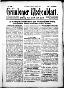 Gr&uuml;nberger Wochenblatt: Zeitung f&uuml;r Stadt und Land, No. 96. ( 25. April 1926 )
