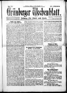 Gr&uuml;nberger Wochenblatt: Zeitung f&uuml;r Stadt und Land, No. 97. ( 27. April 1926 )