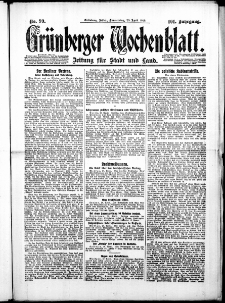 Grünberger Wochenblatt: Zeitung für Stadt und Land, No. 99. ( 29. April 1926 )
