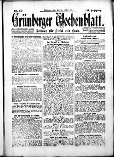Gr&uuml;nberger Wochenblatt: Zeitung f&uuml;r Stadt und Land, No. 103. ( 3. Mai 1926 )