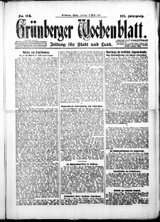 Gr&uuml;nberger Wochenblatt: Zeitung f&uuml;r Stadt und Land, No. 106. ( 7. Mai 1926 )