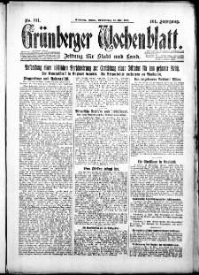 Grünberger Wochenblatt: Zeitung für Stadt und Land, No. 111. ( 13. Mai 1926 )