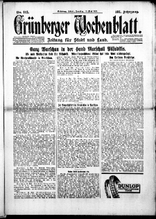 Gr&uuml;nberger Wochenblatt: Zeitung f&uuml;r Stadt und Land, No. 113. ( 16. Mai 1926 )