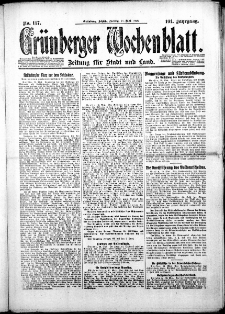 Gr&uuml;nberger Wochenblatt: Zeitung f&uuml;r Stadt und Land, No. 117. ( 21. Mai 1926 )
