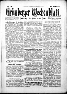 Grünberger Wochenblatt: Zeitung für Stadt und Land, No. 118. ( 22. Mai 1926 )
