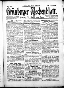 Gr&uuml;nberger Wochenblatt: Zeitung f&uuml;r Stadt und Land, No. 119. ( 23. Mai 1926 )