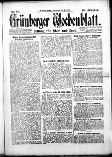 Gr&uuml;nberger Wochenblatt: Zeitung f&uuml;r Stadt und Land, No. 121. ( 27. Mai 1926 )