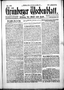 Grünberger Wochenblatt: Zeitung für Stadt und Land, No. 123. ( 29. Mai 1926 )