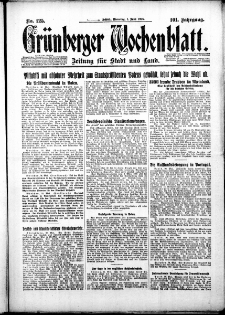 Grünberger Wochenblatt: Zeitung für Stadt und Land, No. 125. ( 1.Juni 1926 )