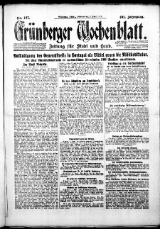 Grünberger Wochenblatt: Zeitung für Stadt und Land, No. 127. ( 3. Juni 1926 )