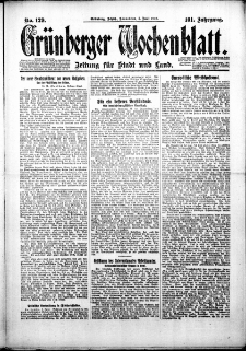 Grünberger Wochenblatt: Zeitung für Stadt und Land, No. 129. ( 5. Juni 1926 )