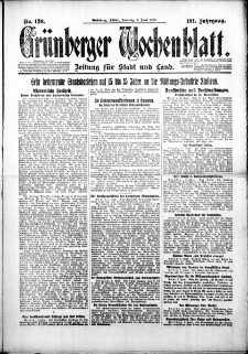 Gr&uuml;nberger Wochenblatt: Zeitung f&uuml;r Stadt und Land, No. 130. ( 6. Juni 1926 )