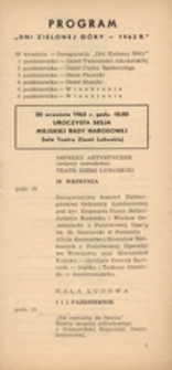 Program "Dni Zielonej Góry - 1963 r."