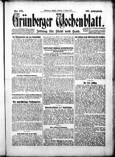 Grünberger Wochenblatt: Zeitung für Stadt und Land, No. 134. ( 11. Juni 1926 )