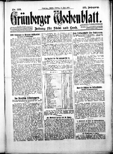 Gr&uuml;nberger Wochenblatt: Zeitung f&uuml;r Stadt und Land, No. 140. ( 18. Juni 1926 )