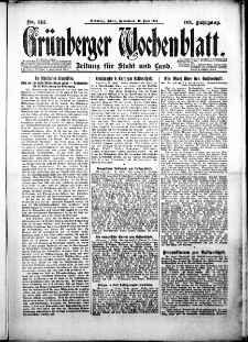 Grünberger Wochenblatt: Zeitung für Stadt und Land, No. 141. ( 19. Juni 1926 )