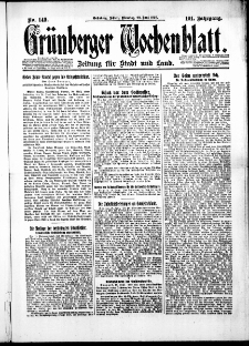 Grünberger Wochenblatt: Zeitung für Stadt und Land, No. 149. ( 29. Juni 1926 )
