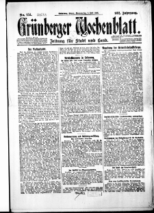 Gr&uuml;nberger Wochenblatt: Zeitung f&uuml;r Stadt und Land, No. 151. ( 1. Juli 1926 )