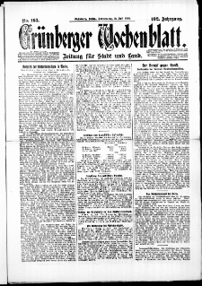 Grünberger Wochenblatt: Zeitung für Stadt und Land, No. 163. ( 15. Juli 1926 )