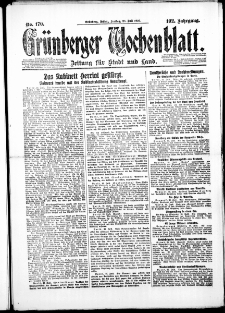 Gr&uuml;nberger Wochenblatt: Zeitung f&uuml;r Stadt und Land, No. 170. ( 23. Juli 1926 )