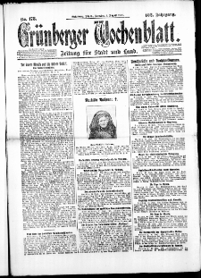 Grünberger Wochenblatt: Zeitung für Stadt und Land, No. 178. ( 1. August 1926 )