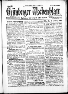 Grünberger Wochenblatt: Zeitung für Stadt und Land, No. 180. ( 4. August 1926 )