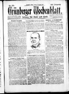Grünberger Wochenblatt: Zeitung für Stadt und Land, No. 182. ( 6. August 1926 )