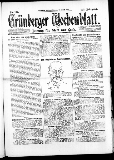 Grünberger Wochenblatt: Zeitung für Stadt und Land, No. 186. ( 11. August 1926 )